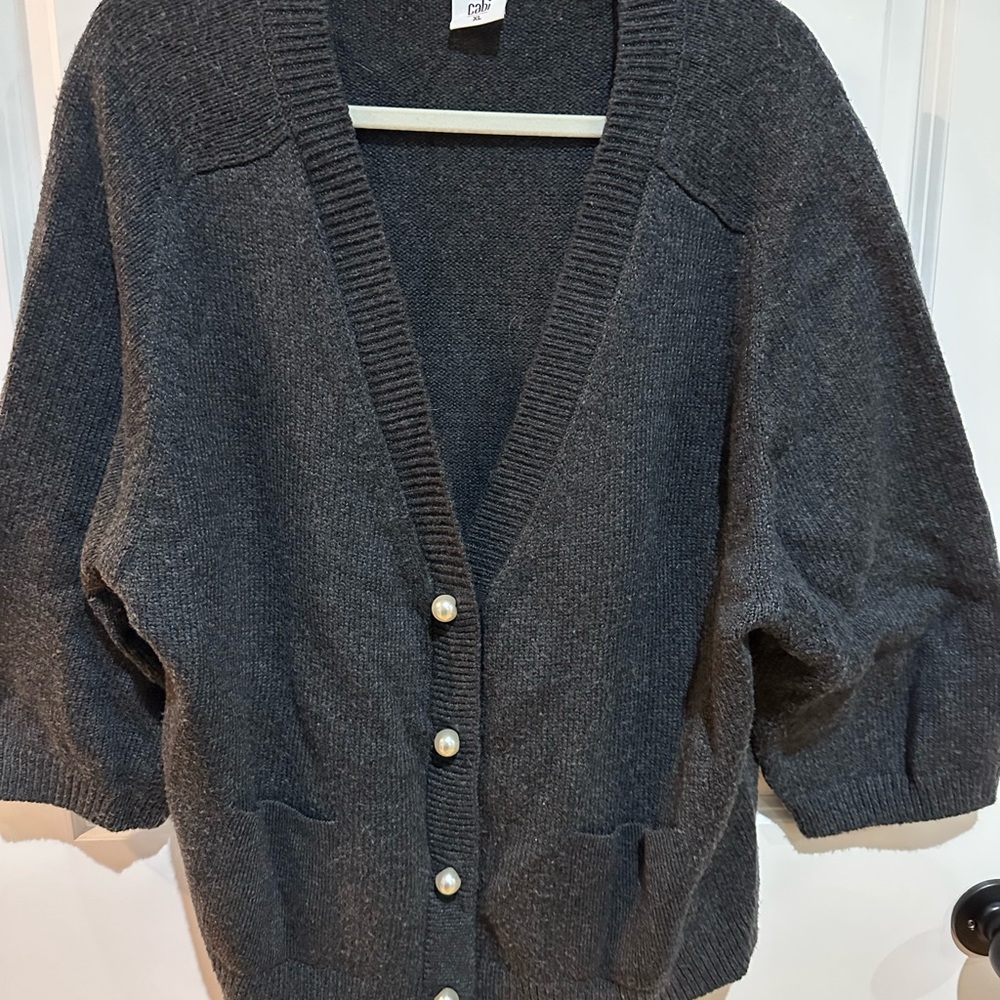 CAbi Charcoal Button-Up Cardigan